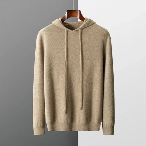 100% Cashmere Hoodie with Hood and Drawstring