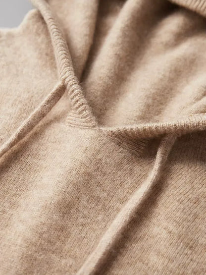 100% Cashmere Hoodie with Hood and Drawstring