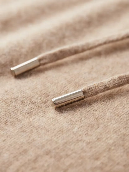 100% Cashmere Hoodie with Hood and Drawstring