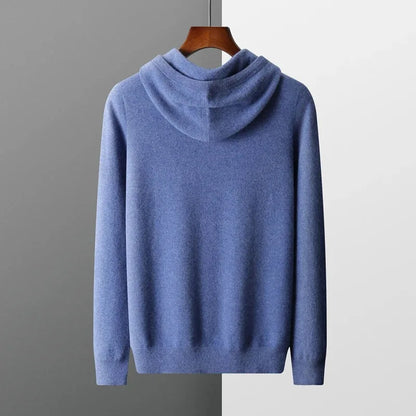 100% Cashmere Hoodie with Hood and Drawstring