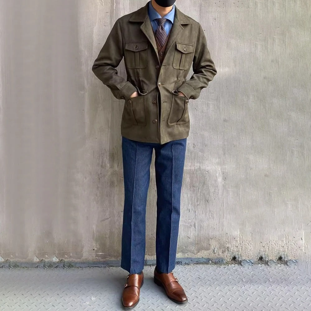 Jacket with Classic Collar and Flap Pockets