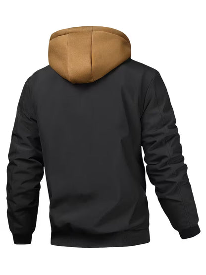 Jacket with Check Pattern and Hood
