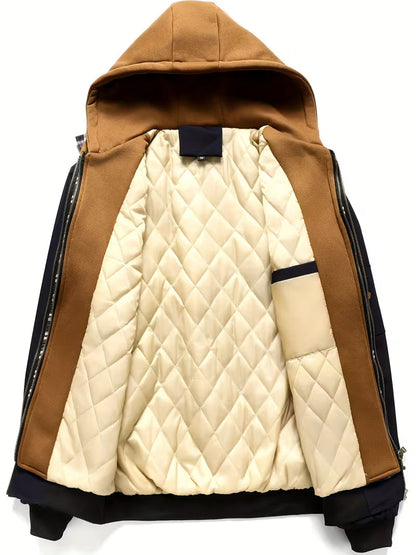 Jacket with Check Pattern and Hood