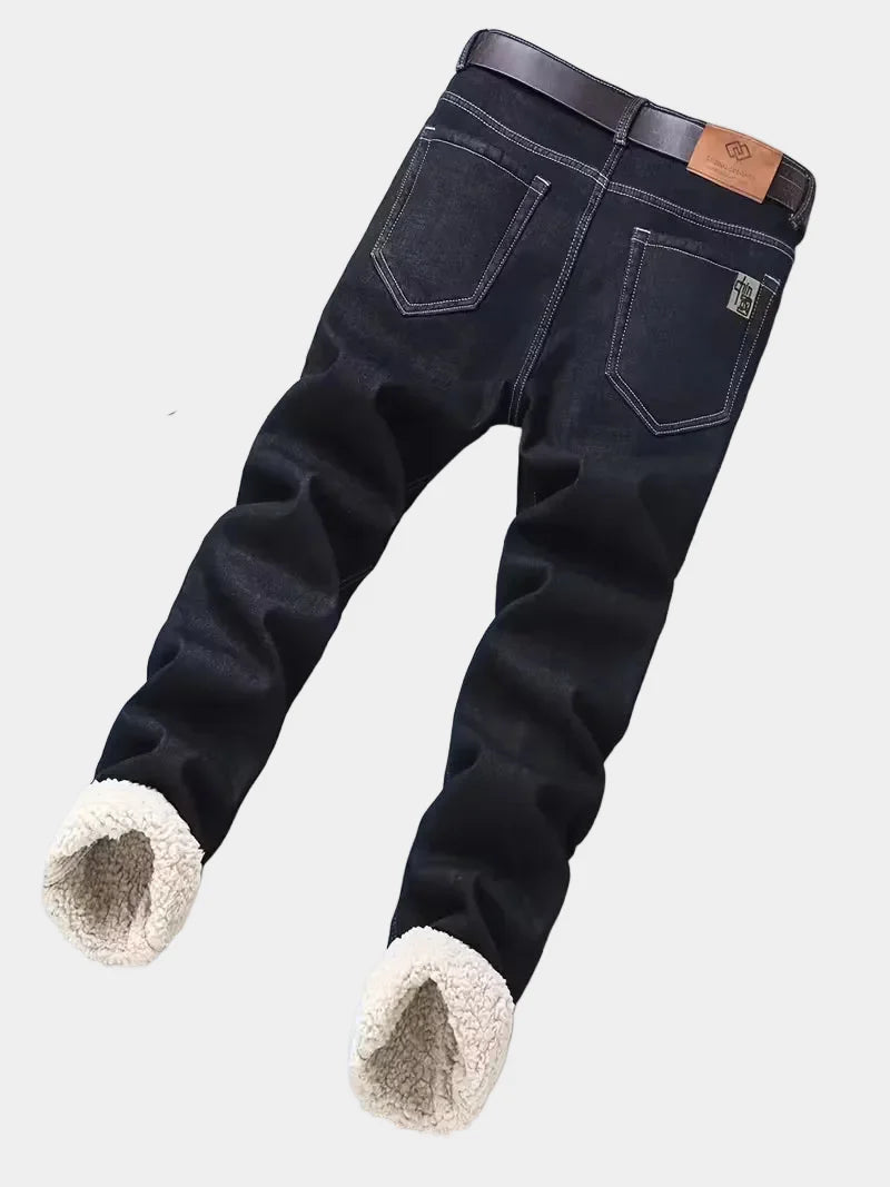 Jeans with fleece lining and regular fit