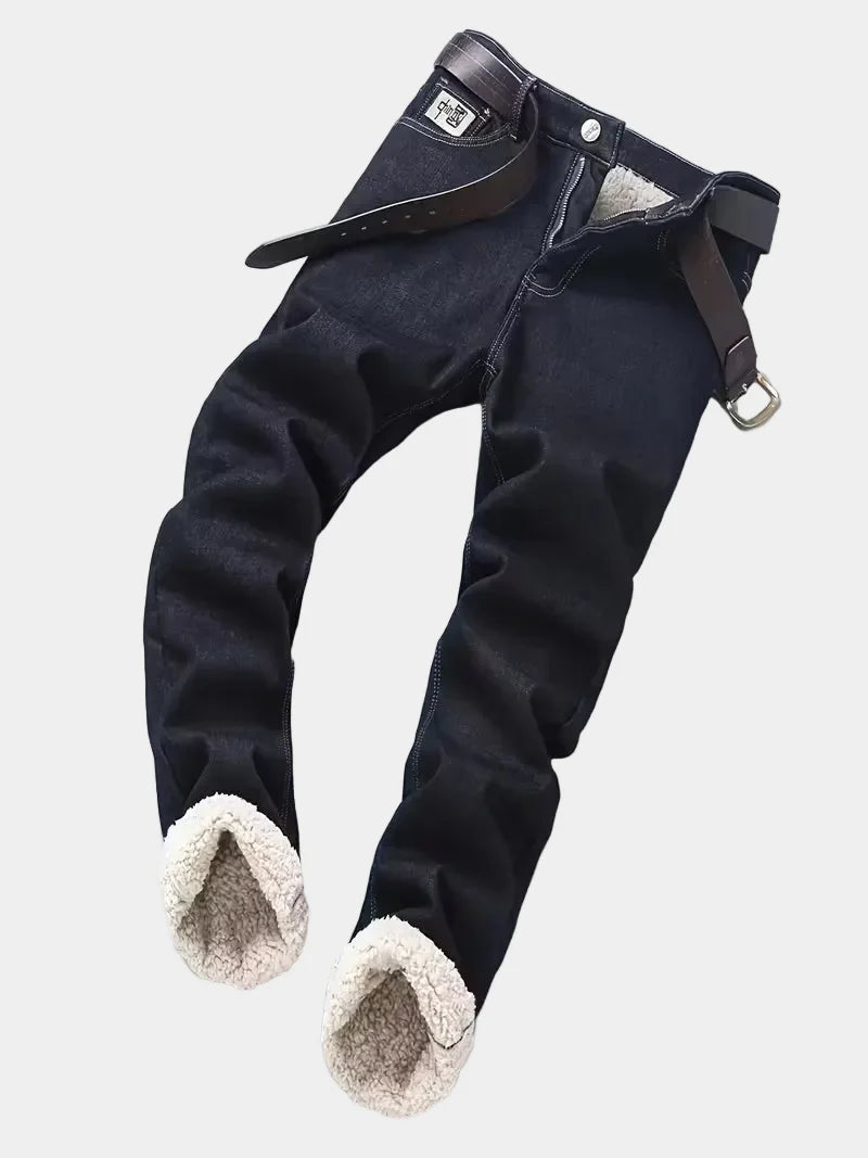 Jeans with fleece lining and regular fit