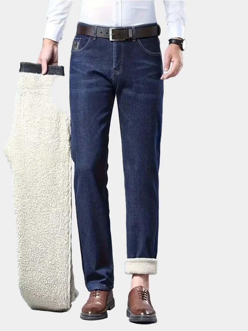 Jeans with fleece lining and regular fit