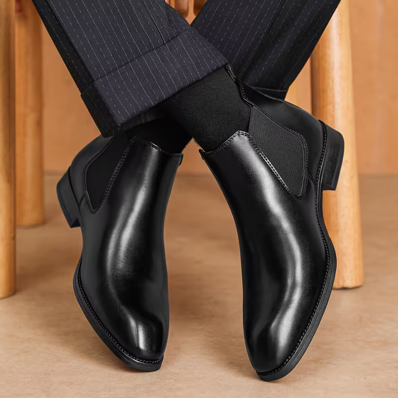 Boots with Square Toes and Elastic Side Panels
