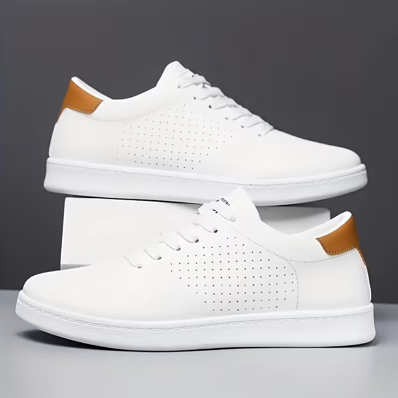 Low skate shoes with lace-up fastening and perforations