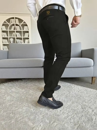 Long trousers with tiger embroidery design and slim fit