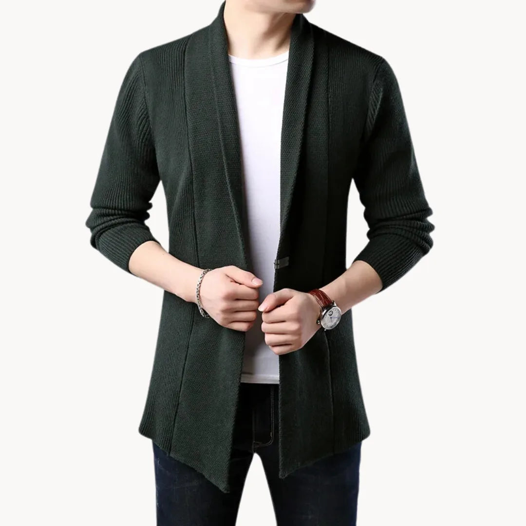 Hugo | Long cardigan with open front and ribbed texture