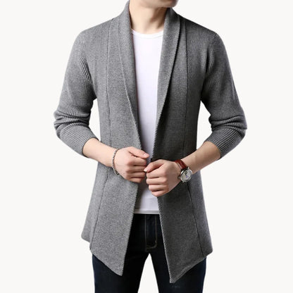 Hugo | Long cardigan with open front and ribbed texture
