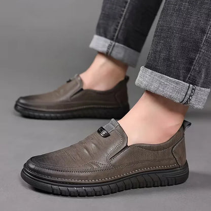 Leather loafers with non-slip rubber sole
