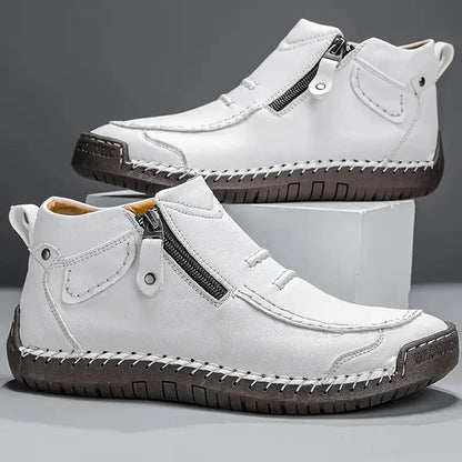 Orthopaedic Unisex Leather Shoes with Side Zip and Rubber Sole