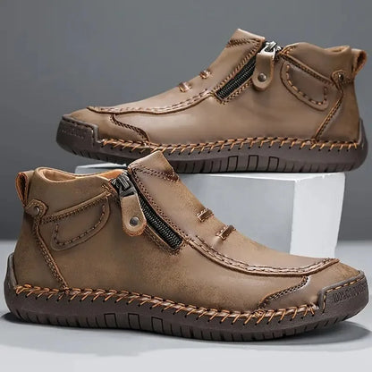 Orthopaedic Unisex Leather Shoes with Side Zip and Rubber Sole