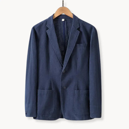 Hugo | Linen blazer with lapel collar and front pockets