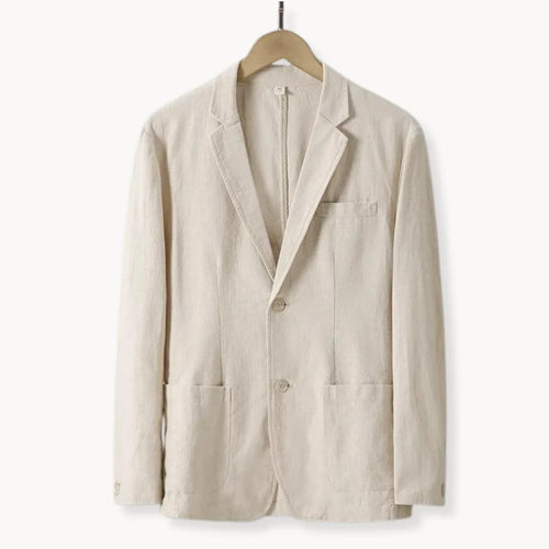 Hugo | Linen blazer with lapel collar and front pockets