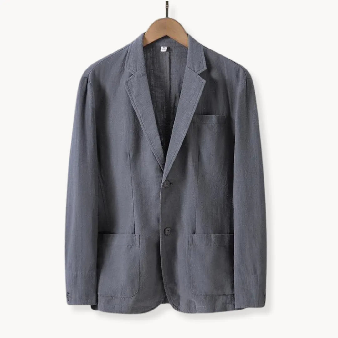 Hugo | Linen blazer with lapel collar and front pockets
