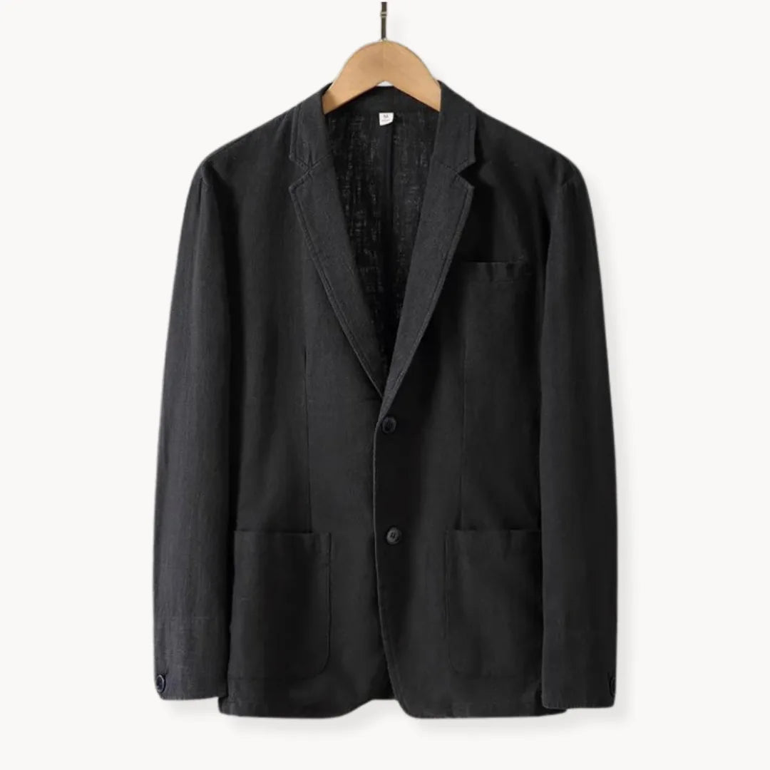 Hugo | Linen blazer with lapel collar and front pockets