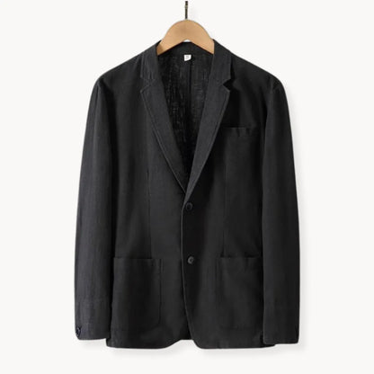 Hugo | Linen blazer with lapel collar and front pockets