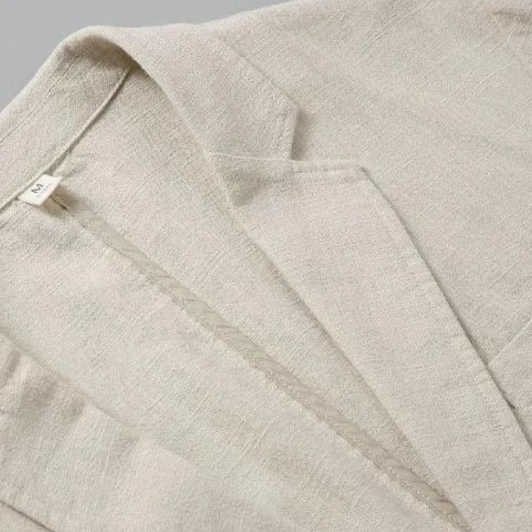Hugo | Linen blazer with lapel collar and front pockets