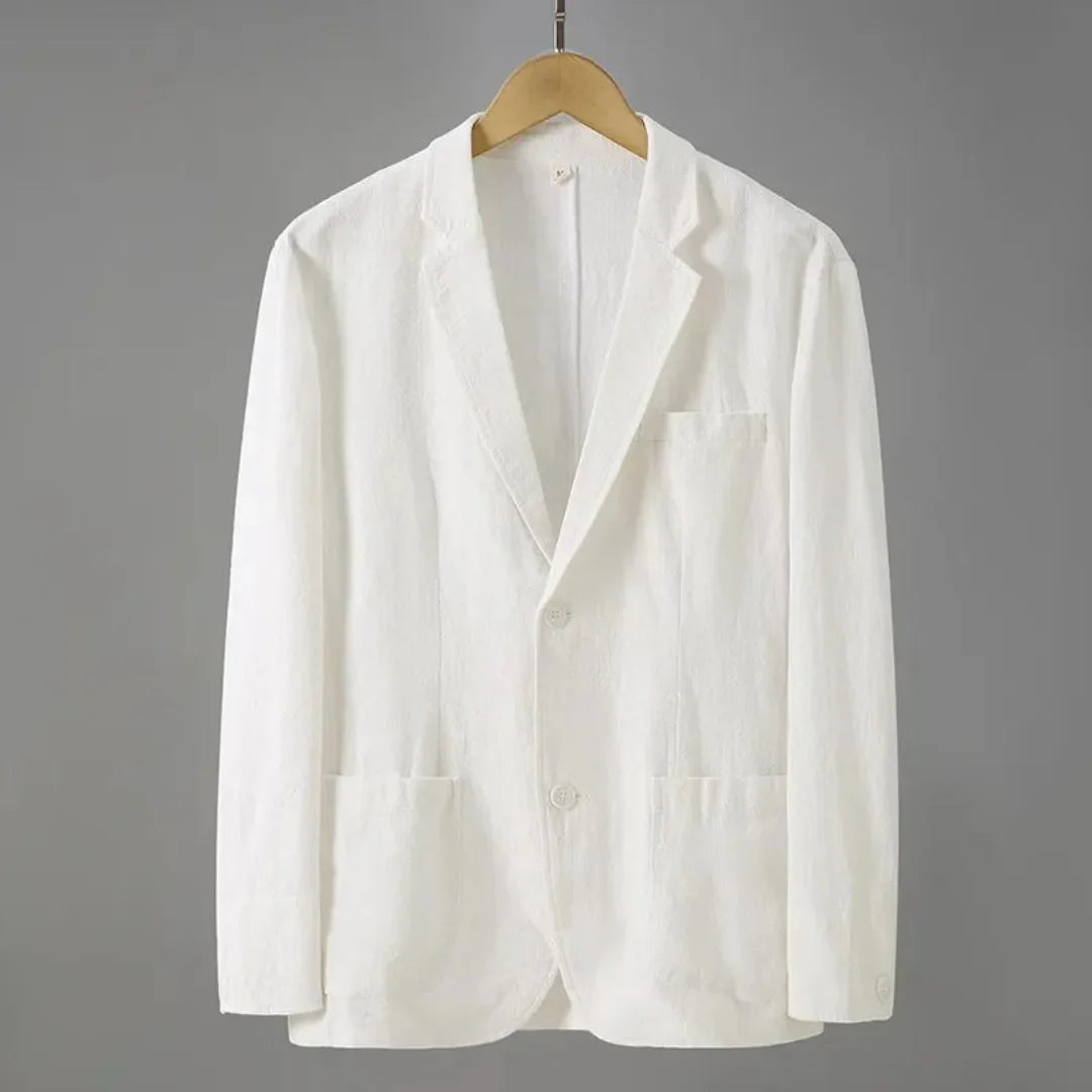 Hugo | Linen blazer with lapel collar and front pockets