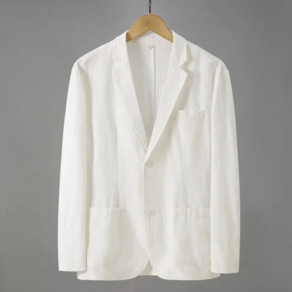 Hugo | Linen blazer with lapel collar and front pockets