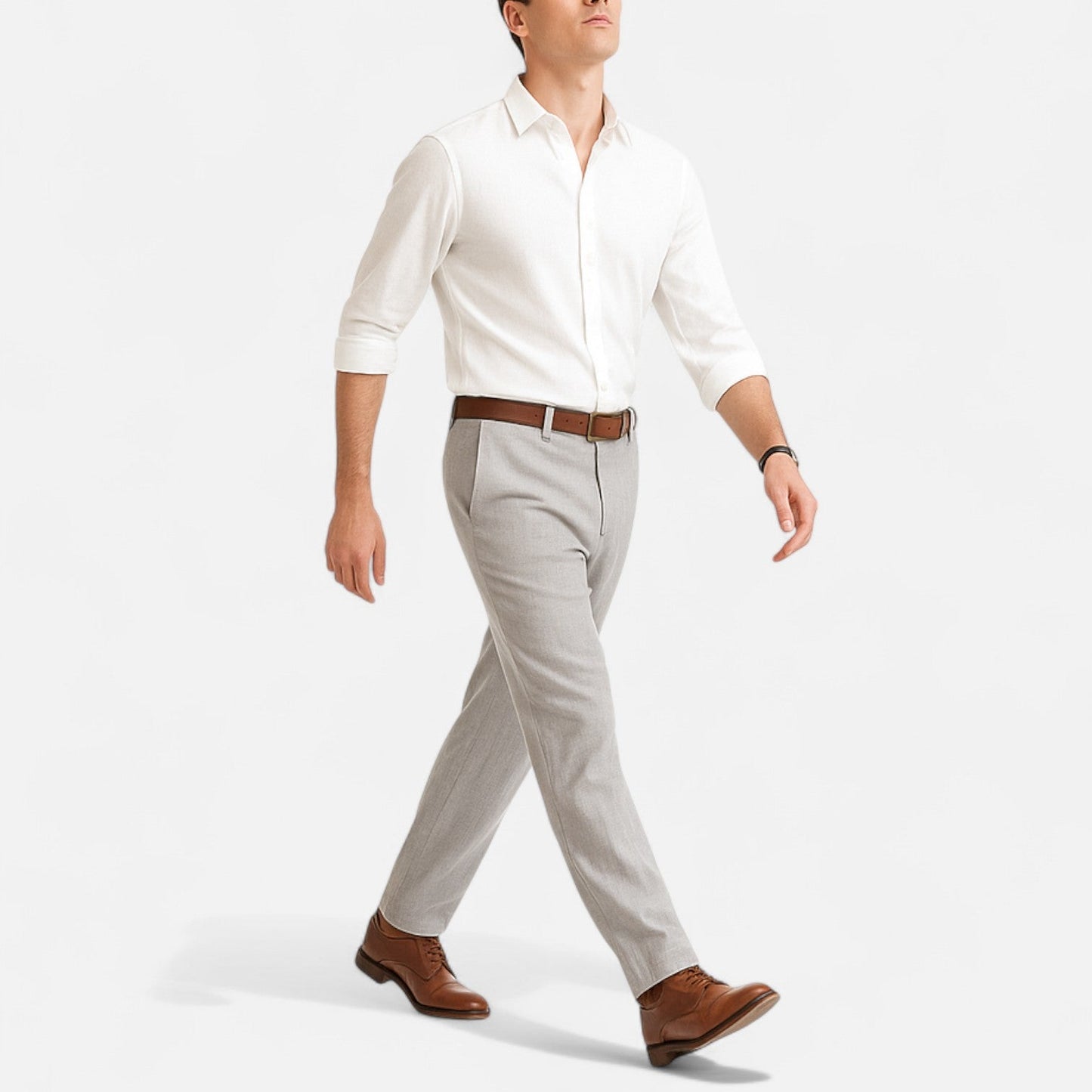 Linen trousers with elasticated waist and side pockets