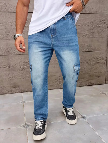 Loose fit trousers for men with cargo pockets