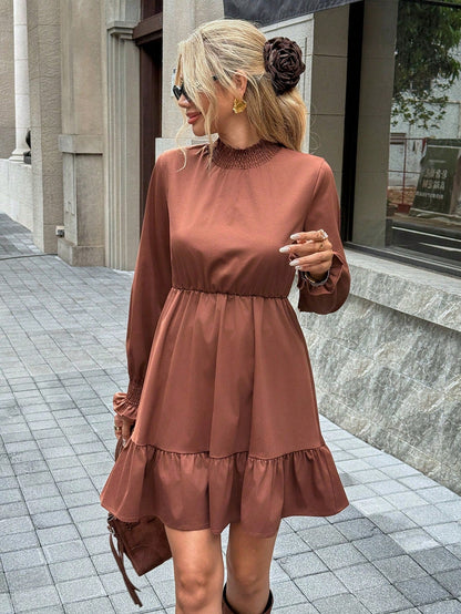 Mini dress with leopard print and long sleeves