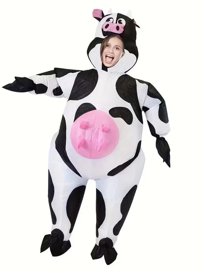 Inflatable Carnival Costume with Cow Pattern
