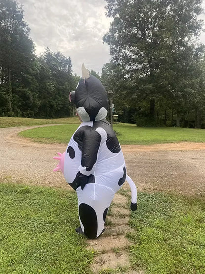 Inflatable Carnival Costume with Cow Pattern