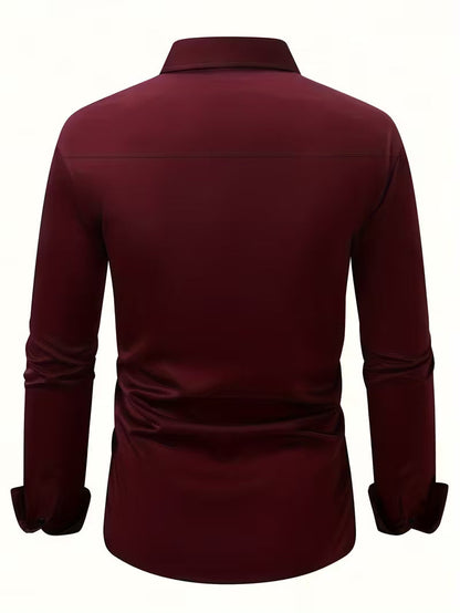 Shirt with Geometric Pattern and Slim Fit