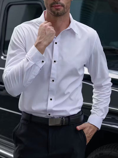 Shirt with Geometric Pattern and Slim Fit