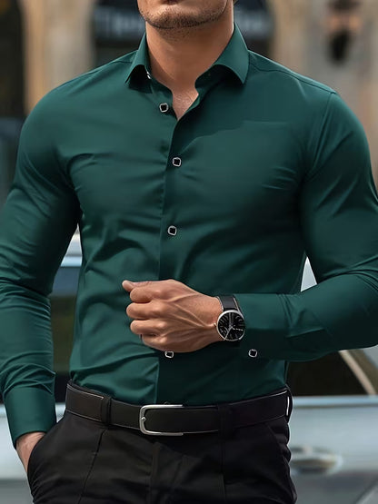 Shirt with Geometric Pattern and Slim Fit