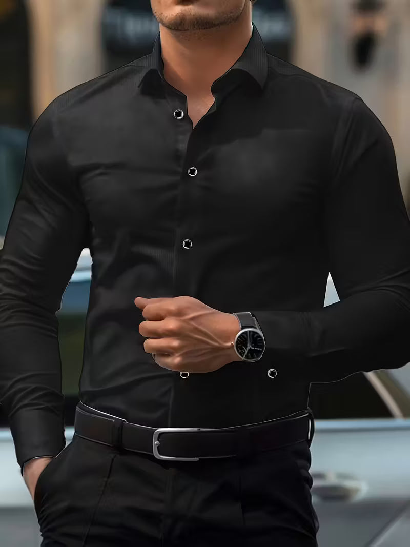 Shirt with Geometric Pattern and Slim Fit