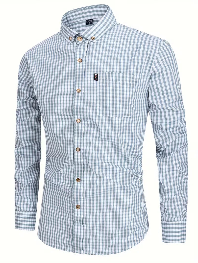 Checked Pattern Shirt with Chest Pocket