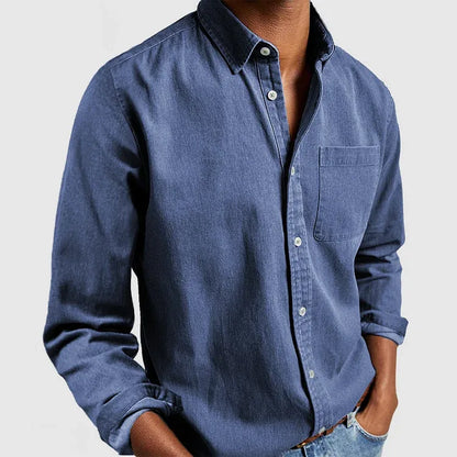 Linen Shirt with Long Sleeves and Chest Pocket