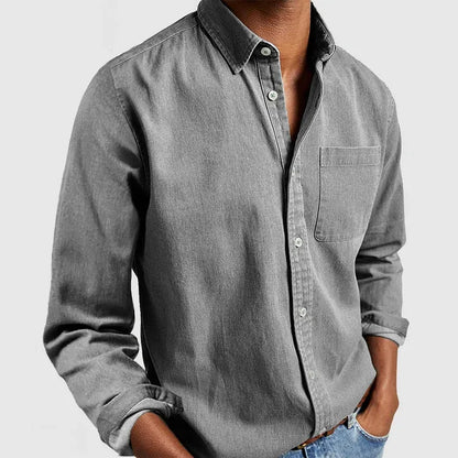 Linen Shirt with Long Sleeves and Chest Pocket