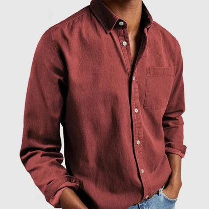 Linen Shirt with Long Sleeves and Chest Pocket