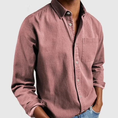 Linen Shirt with Long Sleeves and Chest Pocket