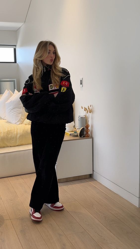 Oversized jacket with zip fastening and stand-up collar