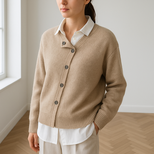 Oversized cashmere cardigan with v-neck