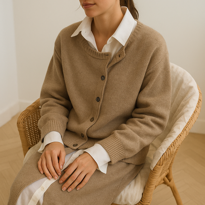 Oversized cashmere cardigan with v-neck