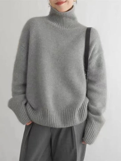 Oversized cashmere jumper with high roll neck