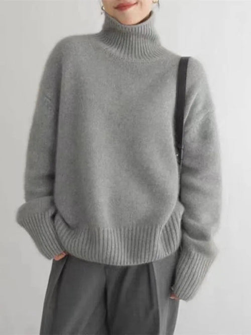 Oversized cashmere jumper with high roll neck