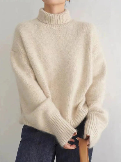 Oversized cashmere jumper with high roll neck