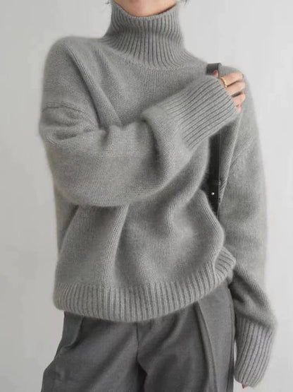 Oversized cashmere jumper with high roll neck
