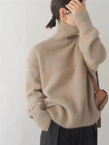 Oversized cashmere jumper with high roll neck