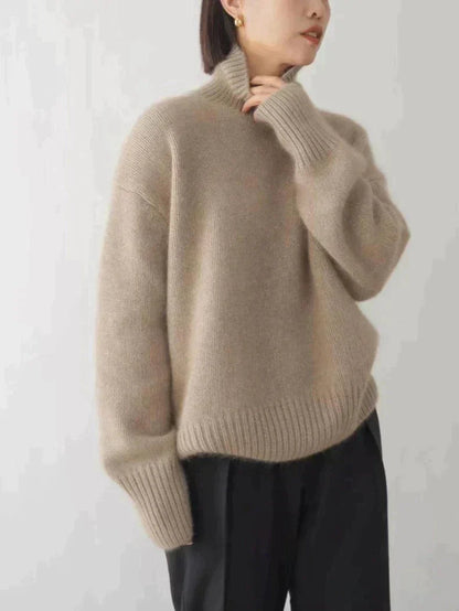 Oversized cashmere jumper with high roll neck