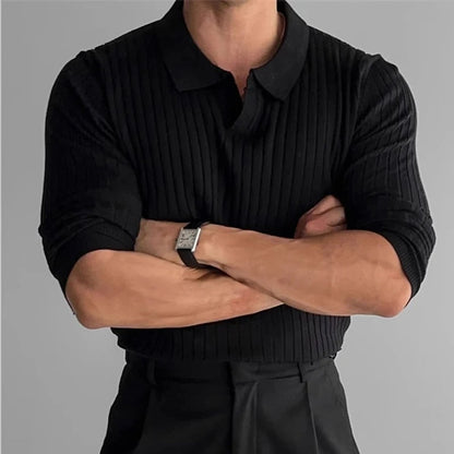 Long Sleeve Polo with V-Neck